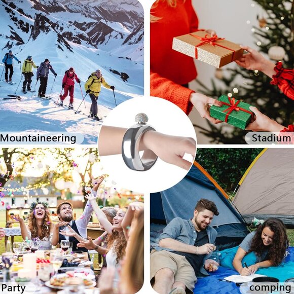 Silver Bangle Bracelet with Crystal Accent - Picture 8 of 9